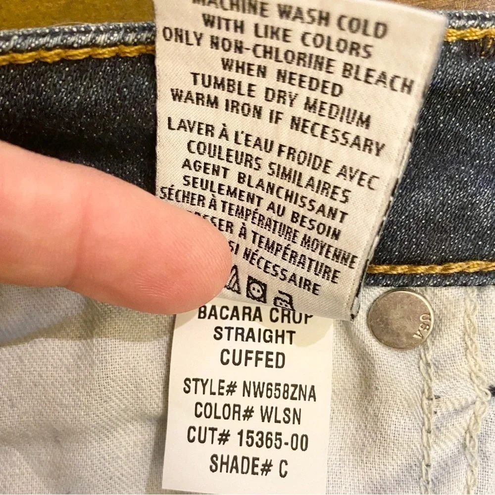 Hudson 26 (2) Bacara Crop Straight Cuffed Jeans Womens Stretch Low Rise Flap